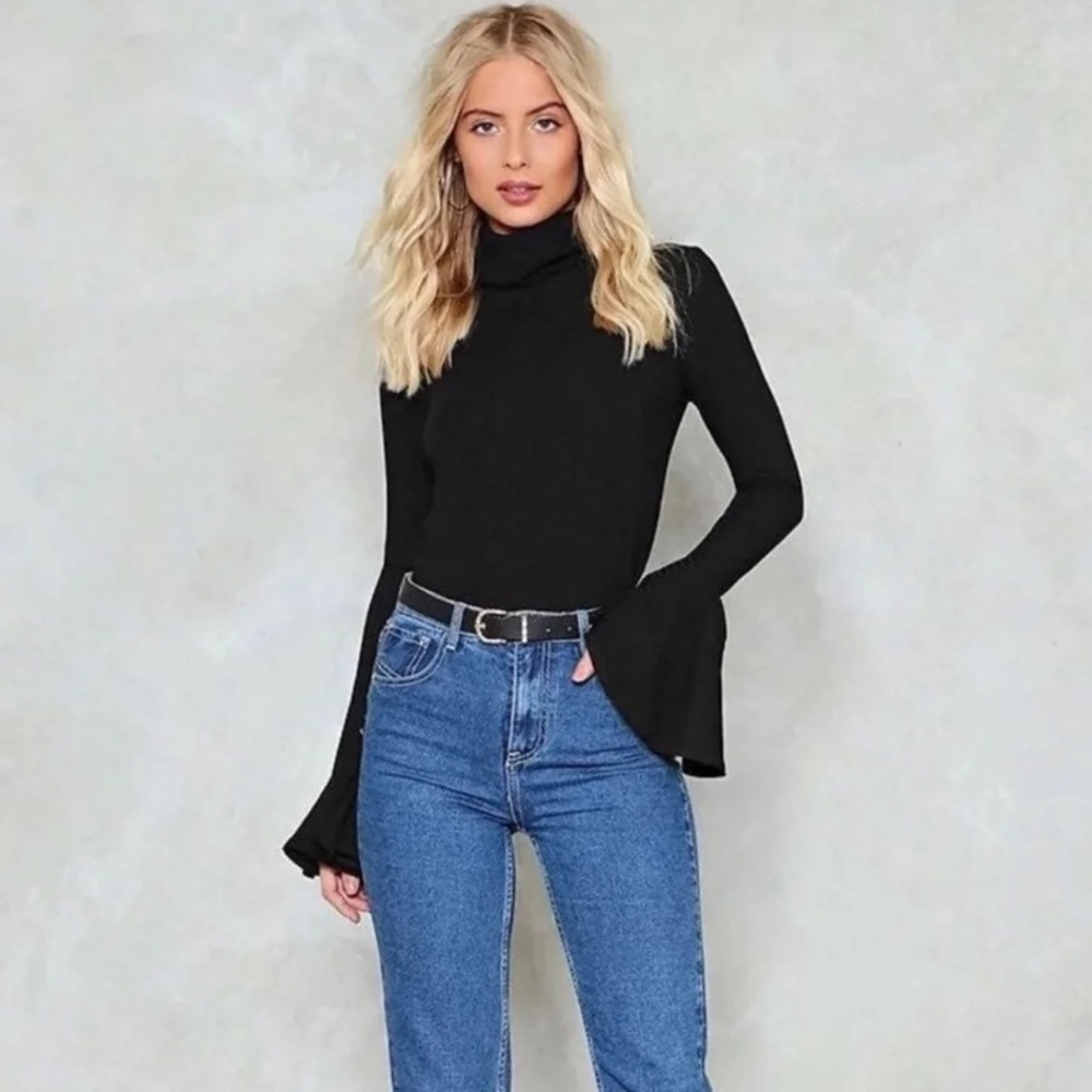 Nasty Gal flared sleeve turtleneck